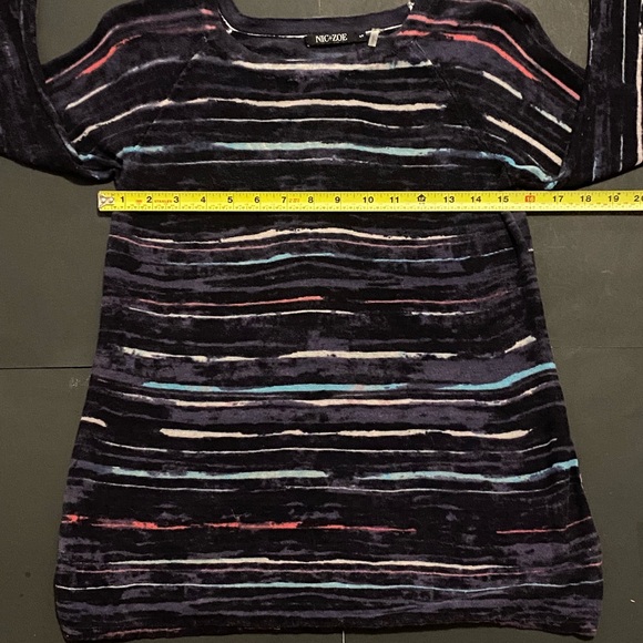 NIC+ZOE Women's Long Sleeve 3/4 Striped Top - Black and Multicolor Size S - Picture 9 of 9